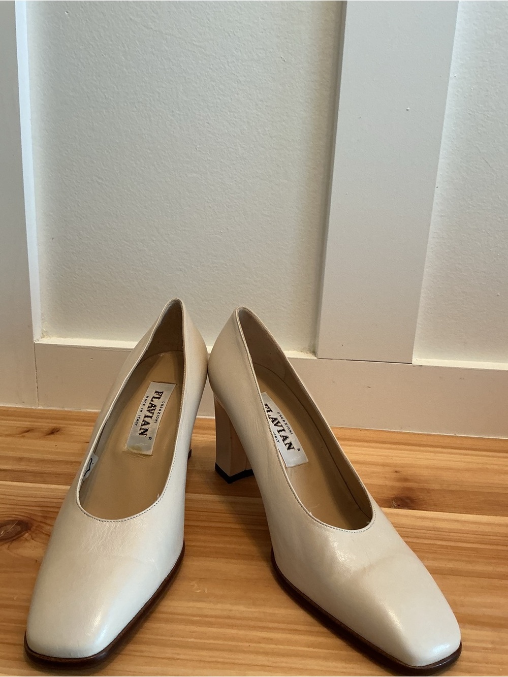 Creazioni Flavian Ivory Block Heel Pumps - Sleek Women's Dress Shoes